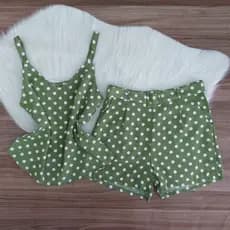 Conjunto de shorts e regata, conjunto de crepe, shorts social.