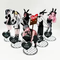 15cm Alien Stage 3o Aniversário Rabbit Cafe Conjunto De Suporte De Acrílico Com Ivan Até Mizi Sua Luka Hyuna Bunny Costu