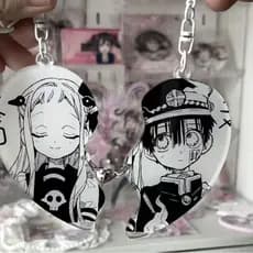 2 Pçs/Set Anime Toilet-bound Hanako-kun Chaveiro Coração Shap Ímã HanakoYashiro Nene Figura Bolsa Acrílico Pendente Para