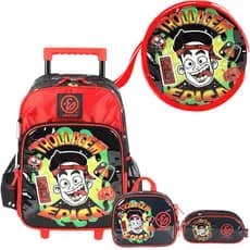 kit Mochila Rodinha Enaldinho Original Lancheira Estojo Infantil Grande Escolar Menino Masculino