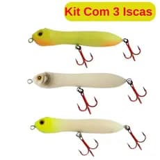 Kit 3 Iscas Artificiais De Superfície Zig Zara Zarinha Alta Performance Com Chocalho Boa e Barata