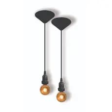Kit 2 Fio Pendente Lustre Luminária de Teto Soquete Coluna E27 Cabo PP Preto 1mt 110/220V
