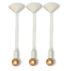Kit 3 Fio Pendente Lustre Luminária de Teto Retrô Soquete Liso E27 Cabo PP Branco 1mt 110/220