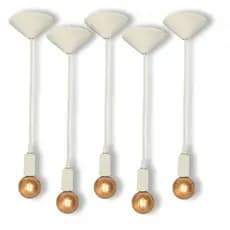 Kit 5 Fio Pendente Lustre Luminária de Teto Retrô Soquete Liso E27 Cabo PP Branco 1mt