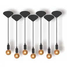 Kit 7 Fio Pendente Lustre Luminária de Teto Soquete Liso Retrô E27 Cabo PP 1mt Preto