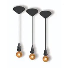 Kit 3 Fio Pendente Lustre Luminária de Teto Soquete Coluna E27 Cabo PP Preto 1mt 110/220