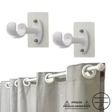 Suporte Adesivo Cortina Varão Até 28mm Exclusivo Par 2 Peças 10kg Varias Cores