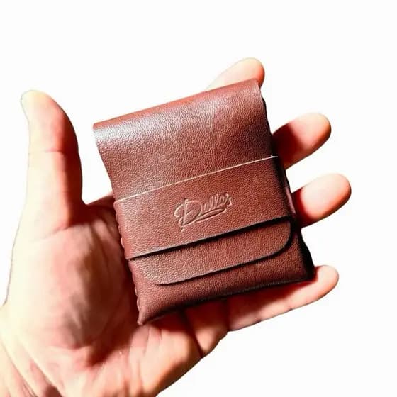Carteira porta cartões DUTCH feita a mão couro legítimo minimalista+acrilico CNH