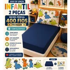 Lençol Infantil Solteiro 2 Peças Micropercal Premium 400 Fios/Estampas Femininas e Masculinas