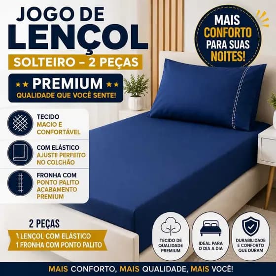 Jogo de Lençol Solteiro Micropercal 400 Fios Premiun/Com Ponto Palito