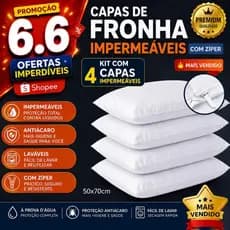 kit com 4 Capas Protetoras de Travesseiro 50x70 Impermeável com zíper