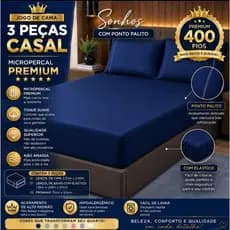 Jogo de Lençol Casal 3 Peças Micropercal 400 Fios Ponto Palito - Premium