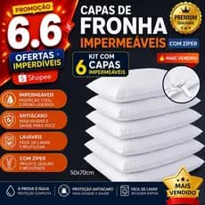 Kit com 6 Capas Protetoras de Travesseiro 50x70 Impermeável com Zíper