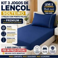 3 jogo Lençol Solteiro  Micropercal 400 Fios Premium  / Fronha com Ponto Palito - Cores Femininas e Masculinas.
