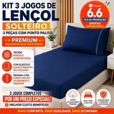 Kit 3 Jogos lençol Solteiro 2 PÇS /Cores Sortidas - Fronha com Ponto Palito/Micropercal Premium