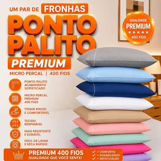 Par de  Fronhas ponto Palito Premium 400 Fios - Micropercal