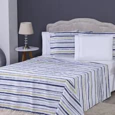Kit Lençol Casal Padrão 6 Peças Ponto Palito Estampado Luxo