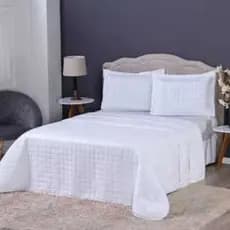 Cobre Leito Queen Colcha Matelado 3 Peças 200 Fios Pastilhado Luxo