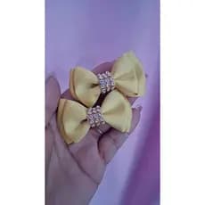 🎀 Laço parzinho com Strass Dourado