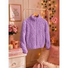 Casaco teddy infantil,Jaqueta feminina inverno,Casaco peluciado quentinho,Jaqueta teddy pelinho ziper inverno.