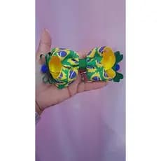 Laços do Brasil verde e amarelo brilhante e luxo kit pra cabelos.
