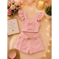conjunto infantil feminino, conjunto menina rosa, cropped infantil, short saia infantil, moda menina, roupa infantil ver