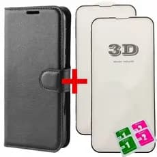 Kit Capa Capinha Carteira Flip + 2 Película de vidro 3D Para Samsung Galaxy A05 A05s A14 A15 A24 A25 A34A35 A54 A55
