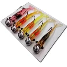 Kit Camarão Artificial 9 cm Ovado c/ Jig Head - 5 unidades Robalo Corvina Pescada Tucunaré