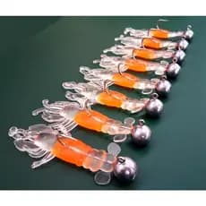 Kit 2 Isca Artificial Corrupto Praia 8 cm Transparente Ova Laranja  com Jig Head