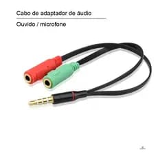Cabo Adaptador P3 Macho para 2 P2 Fêmea / Fone e Microfone para Headset 3.5mm