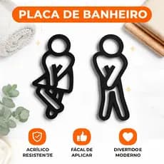 Placa de Banheiro Feminino e Masculino Acrílico Sinalização WC