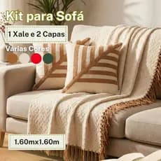 Kit 1 Xale e 2 Capas de Almofada 100% Algodão Toque Macio Confortável Várias Cores