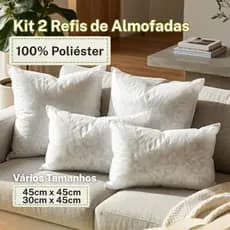 Kit 2 Refis Enchimentos Para Almofada 45x45cm ou 30x45cm Fibra Siliconada Poliéster