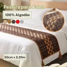 Peseira para Cama Casal 50cm x 2.20m Premium 100% Algodão Toque Macio Diversos Modelos