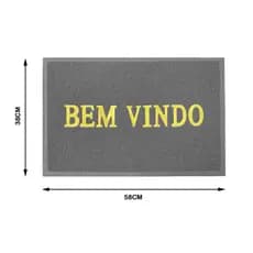 Tapete Capacho Bem-Vindo Emborrachado Anti-Derrapante Cinza
