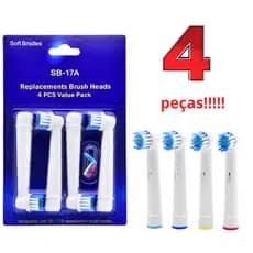 Refil Compatível Escova Elétrica Oral B Braun Cor Branco kit 4 unidades