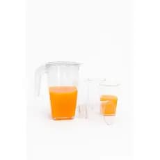 Kit Suco Jarra Acrílica 1,9L + 4 Copos 450ml Transparente | Resistente, Água e Bebidas