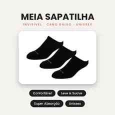 Meia Sapatilha Invisível Branca Kit Cano Baixo Unissex Tamanho Único Algodão Respirável