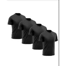 Kit 3 Camisetas Masculina Dry Fit Preta Academia Manga Curta Tecido Respirável Fitness Corrida Treino - Lisa