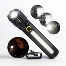 Lanterna Tática Super Potente Led Militar Recarregável USB Zoom Prova D'água Emergência