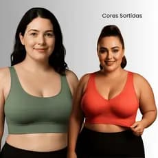 Kit 2 Sutiã Plus Size Reforçado Sustentação Bojo Removível Top Regata Cropped 46 ao 54 Sortidos