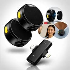 Microfone De Lapela Sem Fio Duplo Magnetico Anti Ruido Para Celular iPhone Android