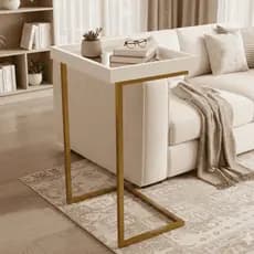 Mesa Lateral Espelhada Apoio para Sala e Sofá Design Moderno Decoração Pés de Ferro Resistente