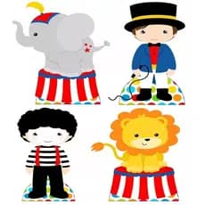 Circo kit 4 peças de 20cm display de festa em mdf