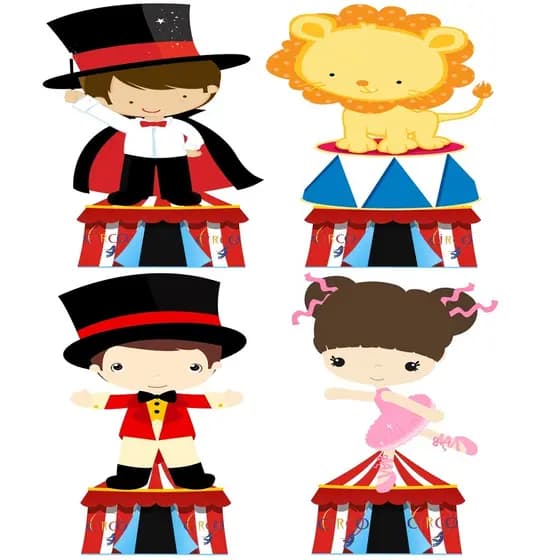 circo kit 4 peças de 20cm display de festa em mdf