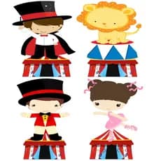circo kit 4 peças de 20cm display de festa em mdf