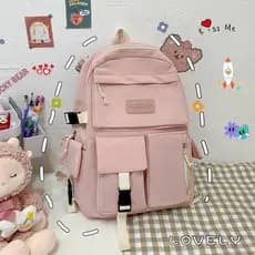 Mochila Mochila Mochila de lona de grande capacidade para estudantes do ensino médio, mochila escolar leve, simples, est