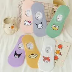 Meias meninas estudantes dos desenhos animados bonito meias de Silicone calcanhar antiderrapante meias invisíveis menina