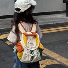 Nova mochila infantil estilosa com blocos de cores para meninos e meninas, bolsa de viagem ao ar livre ultraleve de gran