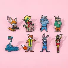 Novo Broche de Metal Zootopia Nick Wilde, Judy Rabbit, Bobby, Gary Snake, Acessórios de Broche em Liga Metálica